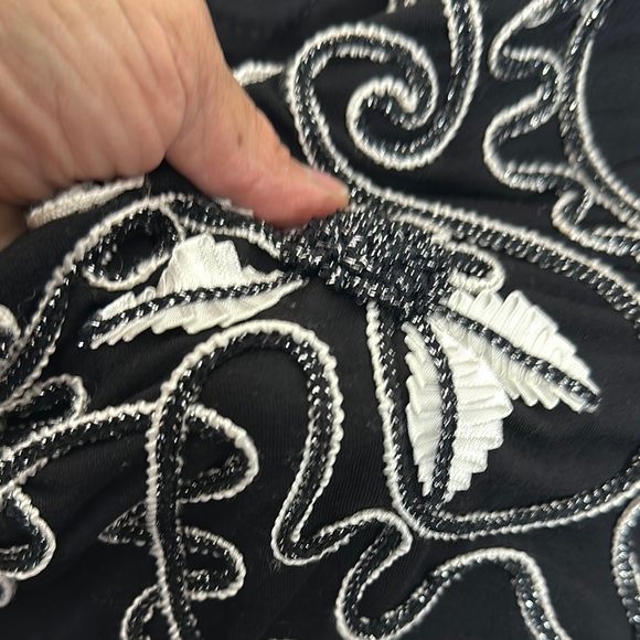 Lauren Michelle Silver Embellished Blouse with Three-Quarter Sleeves - Picture 11 of 12